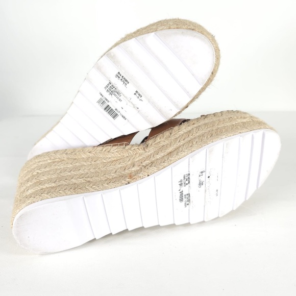 MARC FISHER LTD Brown LEATHER Robbyn Espadrille Wedge Sandal Size 9M - Picture 15 of 16